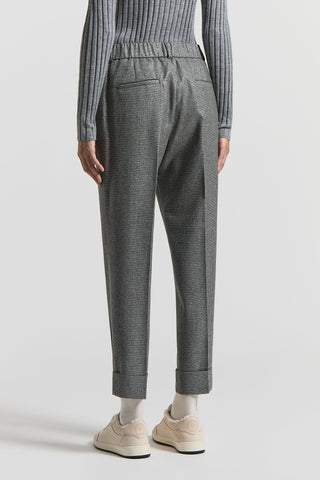 Micro-houndstooth lurex wool trousers