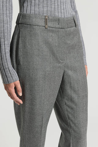Micro-houndstooth lurex wool trousers