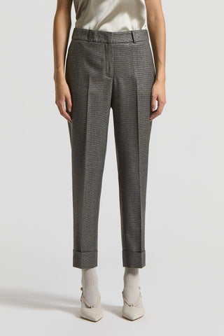 Micro-houndstooth lurex wool trousers