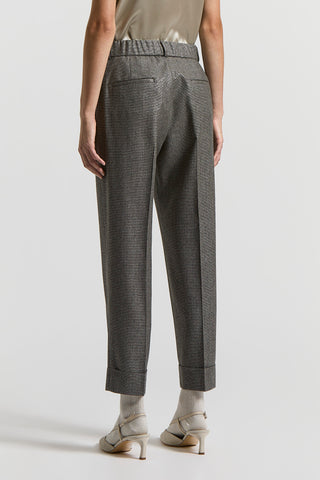Micro-houndstooth lurex wool trousers