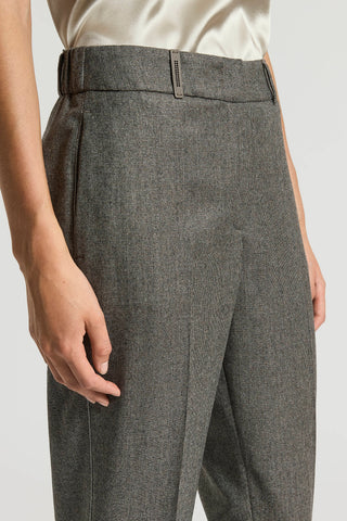 Micro-houndstooth lurex wool trousers
