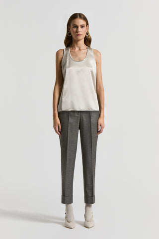 Micro-houndstooth lurex wool trousers