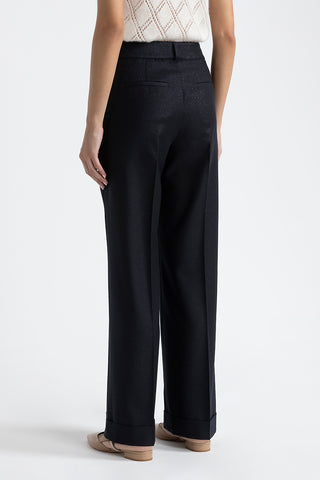 Lurex wool flannel classic trousers  