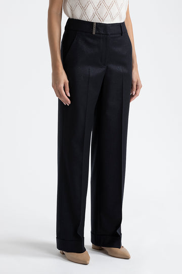 Lurex wool flannel classic trousers  