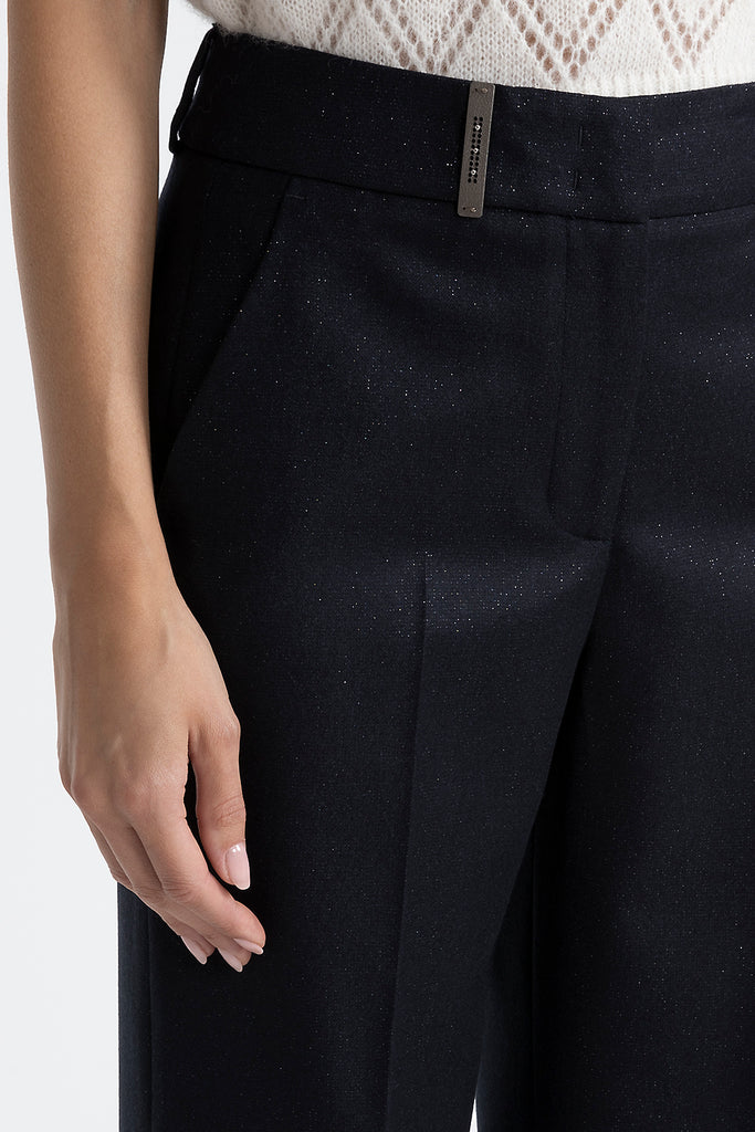 Lurex wool flannel classic trousers  