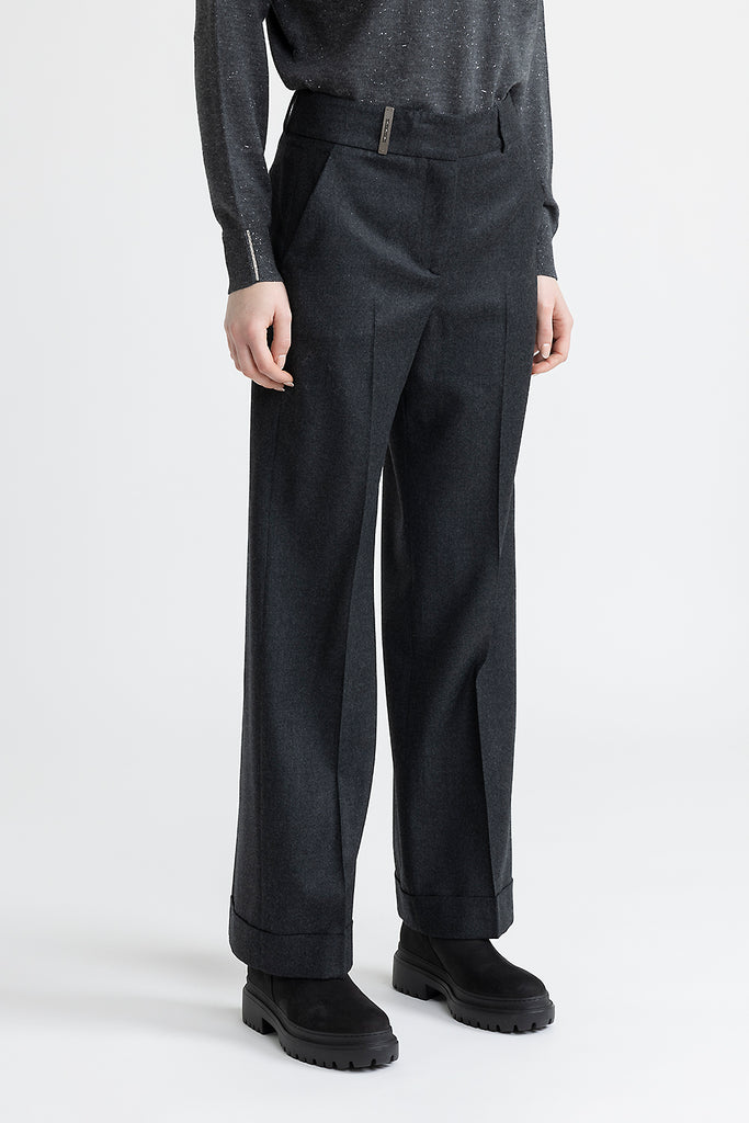 Lurex wool flannel classic trousers  