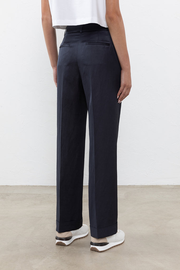 Linen, viscose and cotton blend trousers  