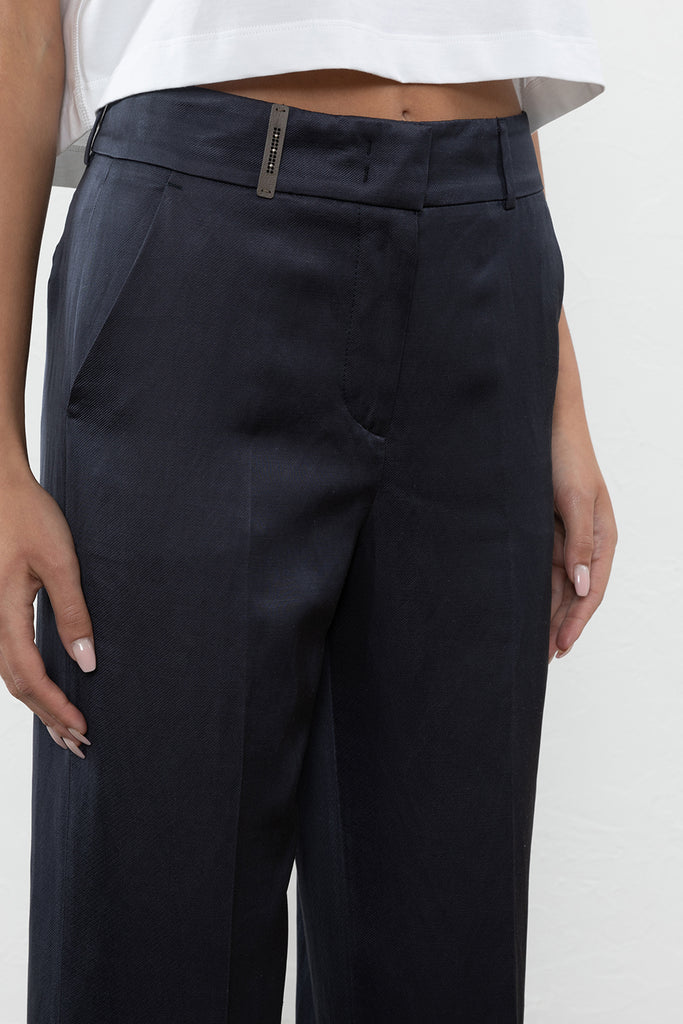 Linen, viscose and cotton blend trousers  