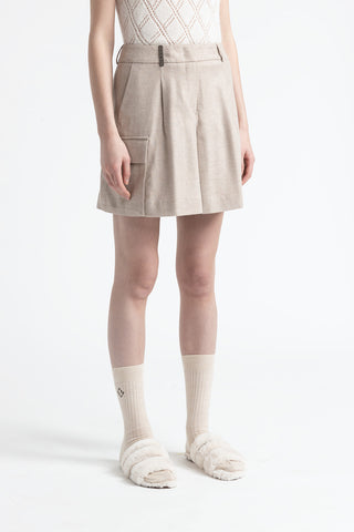 Wool and viscose shorts with pleats  