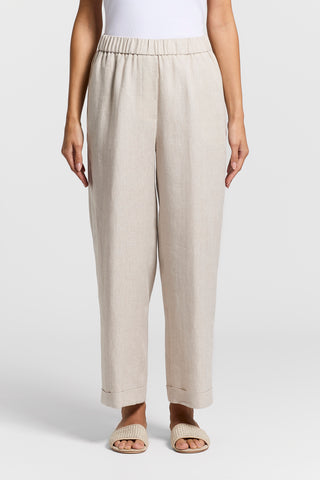 Faded-effect pure linen trousers