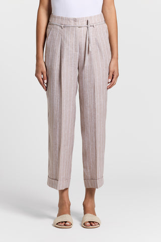 Pinstripe melange linen trousers