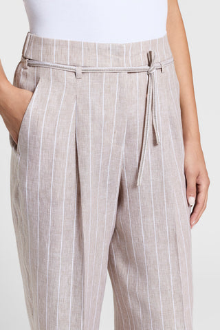 Pinstripe melange linen trousers