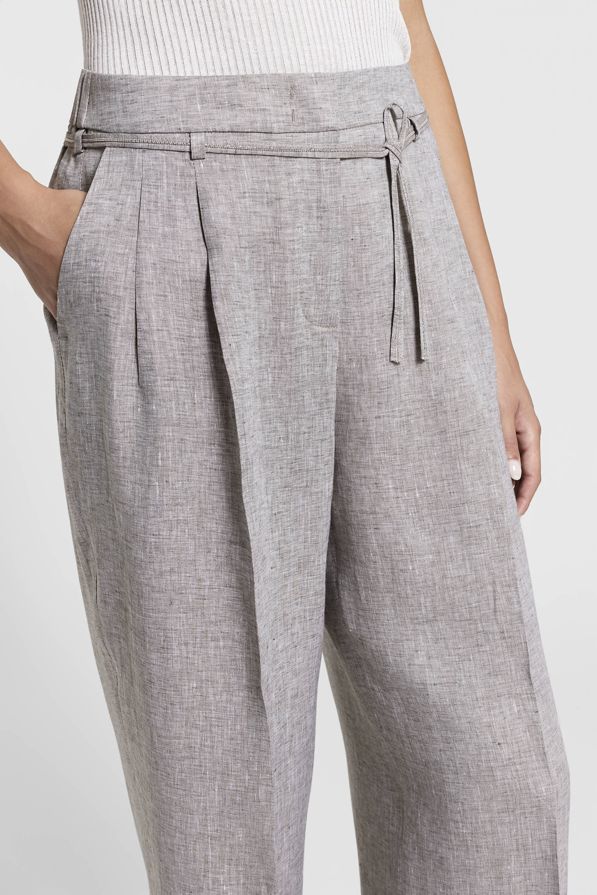 Lightweight pure linen canvas trousers | Peserico