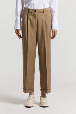 Wool lurex flannel trousers