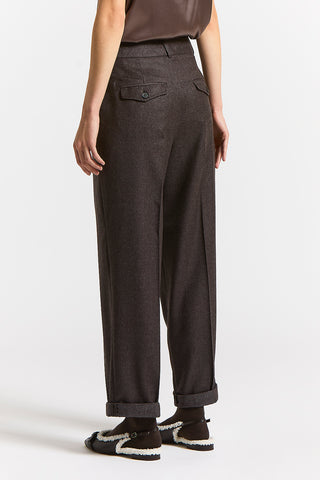Wool lurex flannel trousers