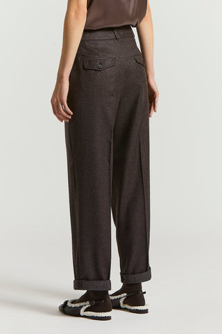 Wool lurex flannel trousers