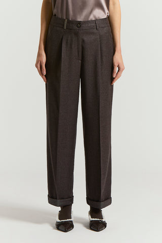 Wool lurex flannel trousers