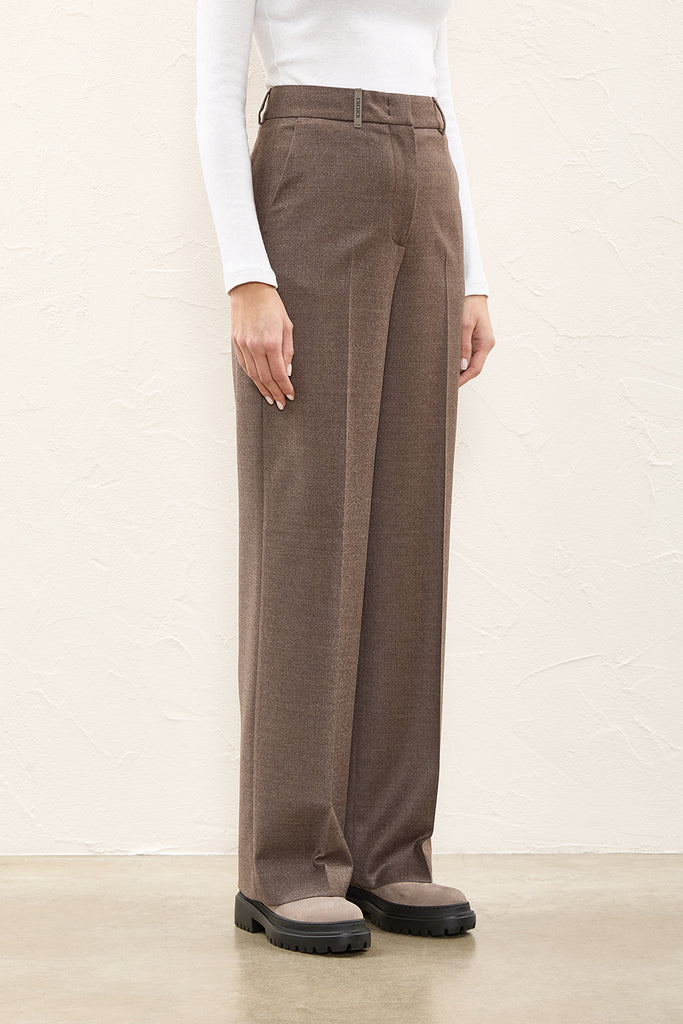 Wool flannel and lurex trousers  
