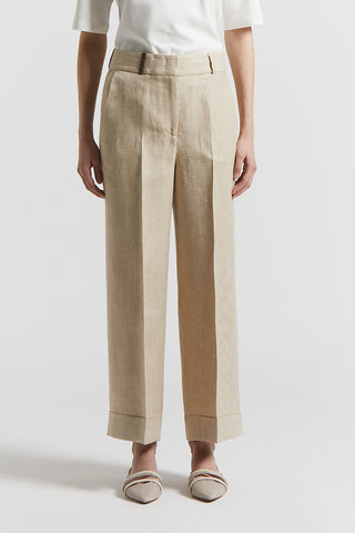 Linen viscose silk blend trousers