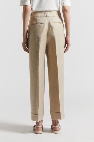 Linen viscose silk blend trousers