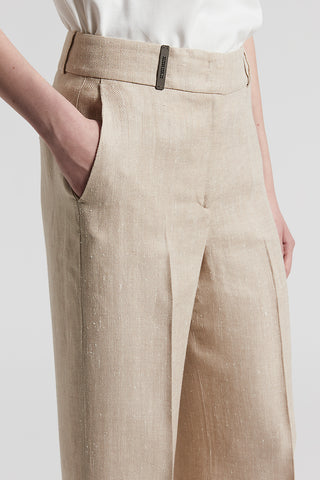 Linen viscose silk blend trousers