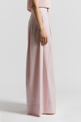 Wide trousers in cotton-blend poplin