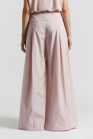 Wide trousers in cotton-blend poplin