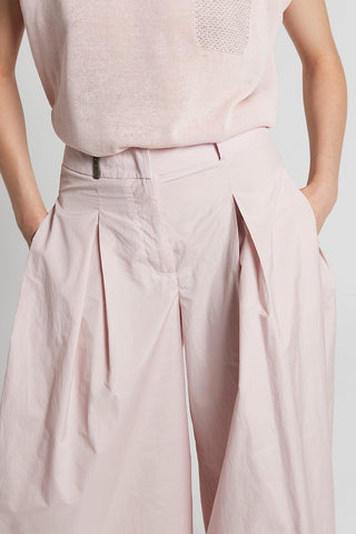 Wide trousers in cotton-blend poplin