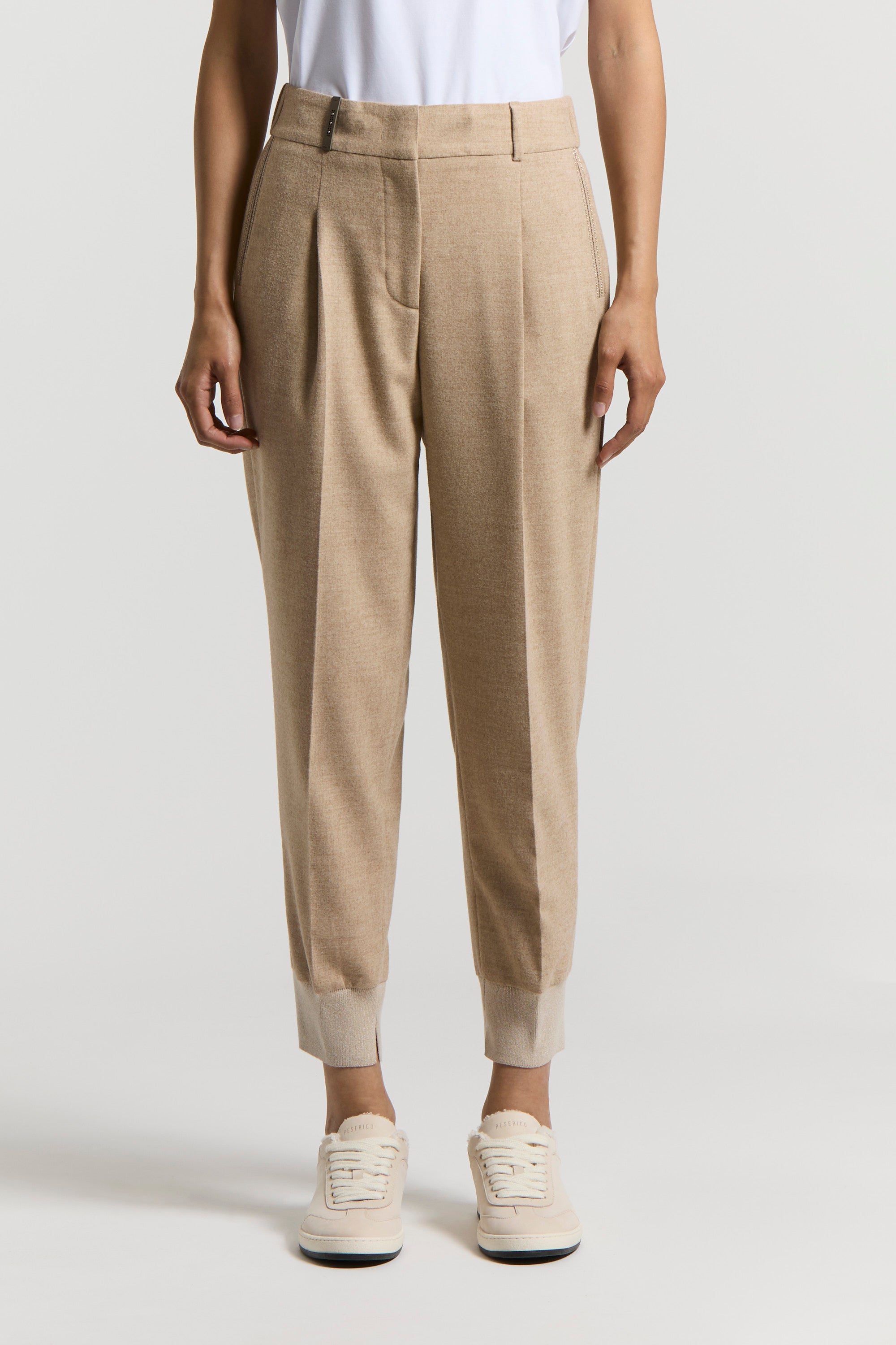 Wool and viscose flannel trousers | Peserico