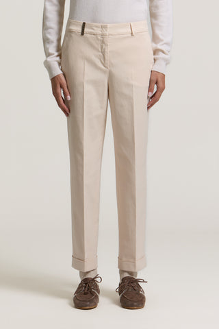 Pantalon en gabardine de coton et soie 1 / 4