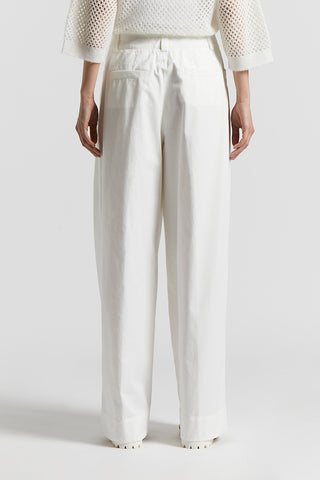 Garment dyed stretch cotton gabardine trousers