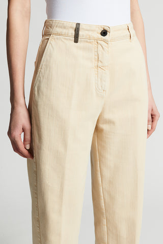 Denim carrot trousers in stretch cotton boule