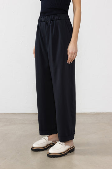 Stretch viscose cady crepe trousers  