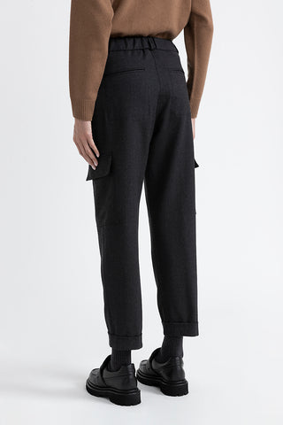 Technical wool flannel cargo trousers  