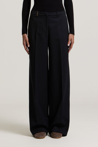 Pantalon palazzo en gabardine de laine 1 / 4