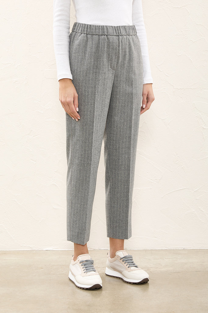 Pinstripe pull-up trousers  