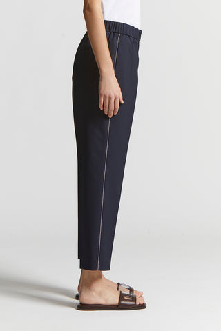 Soft trousers in technical stretch viscose canvas