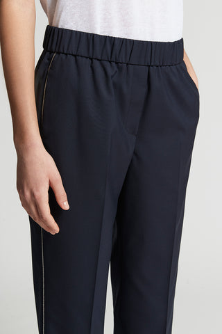 Soft trousers in technical stretch viscose canvas