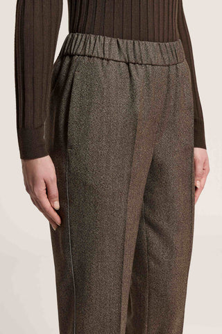 Pantalon cigarette en toile de laine jaspée