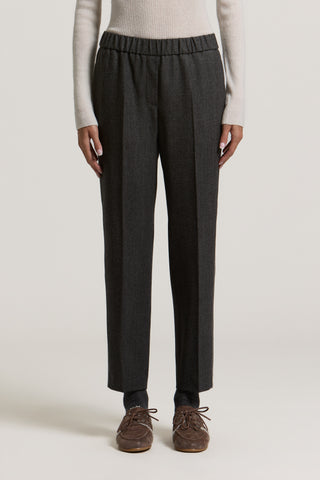 Pantalon cigarette en toile de laine jaspée 1 / 3