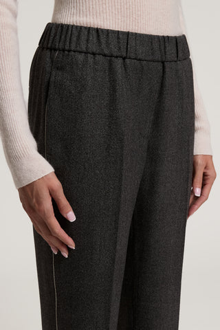Pantalon cigarette en toile de laine jaspée 2 / 3