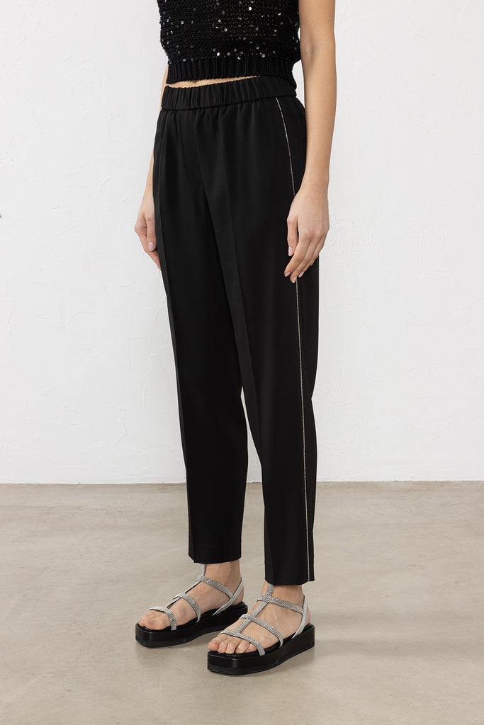 Stretch viscose crepe cady trousers  
