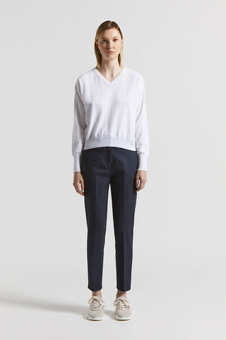 Compact cotton viscose trousers