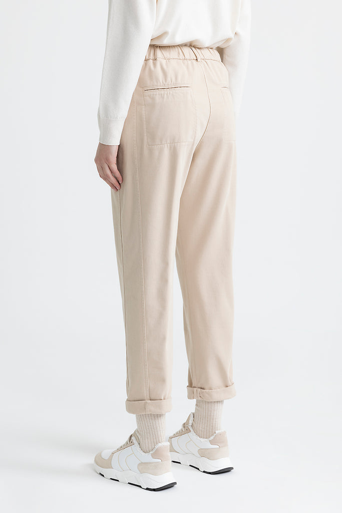 Cotton gabardine carrot trousers  