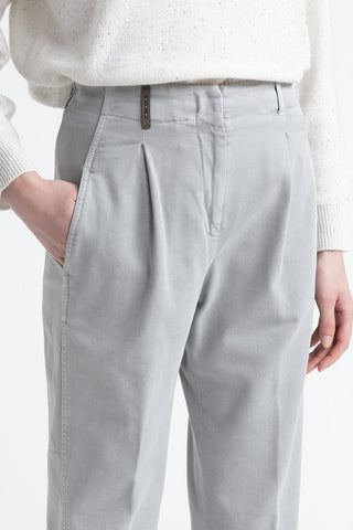 Cotton gabardine carrot trousers  