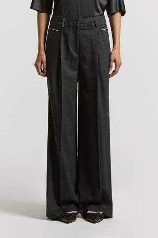 Wool and cashmere flannel trousers
