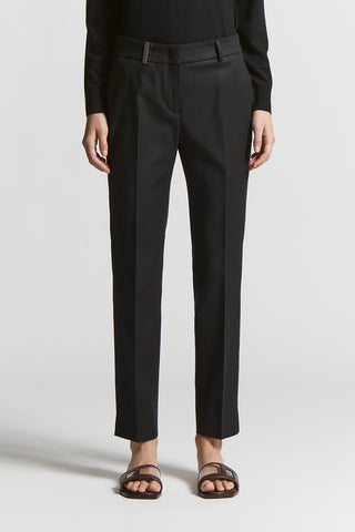 Compact cotton viscose trousers