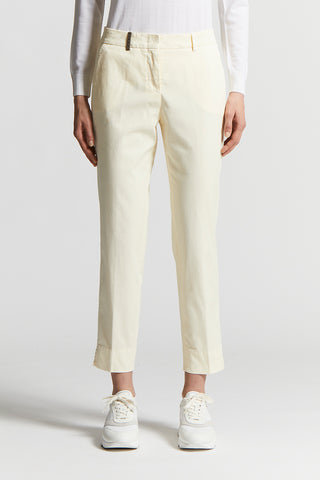 Trousers in light stretch cotton gabardine