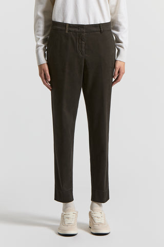 Peach-finish cotton twill trousers