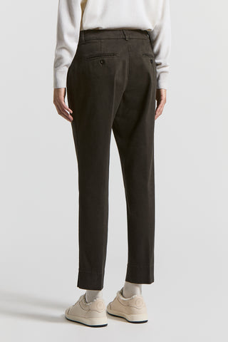 Peach-finish cotton twill trousers